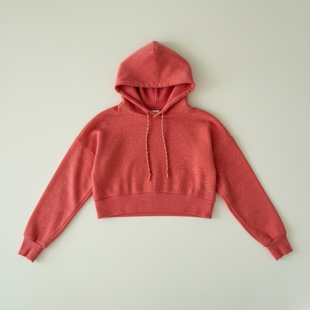 Lorna Jane Coral Orange Cropped Hoodie Sweatshirt Pullover Womens XS Athleisure